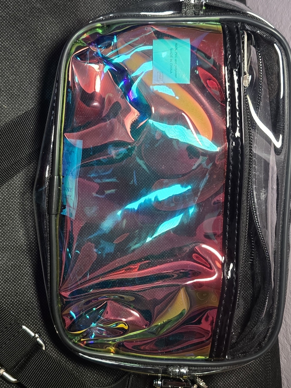 Holographic Clear Crossbody Phone Bag - Iridescent Pink/Blue